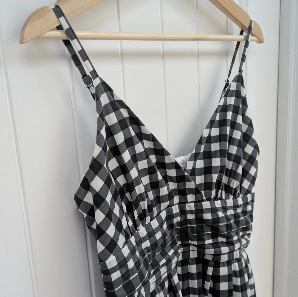 Banana Republic Factory Black and White Gingham Midi Dress with POCKETS!! - Picture 5 of 9
